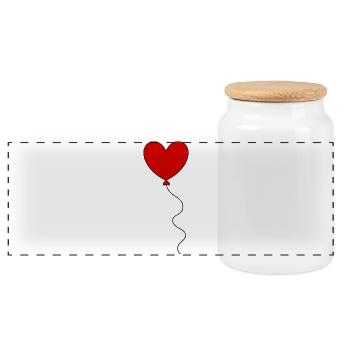 Valentines Red Heart, Valentine's Day - Panoramic Cookie Jar with Wooden Lid - white - Front