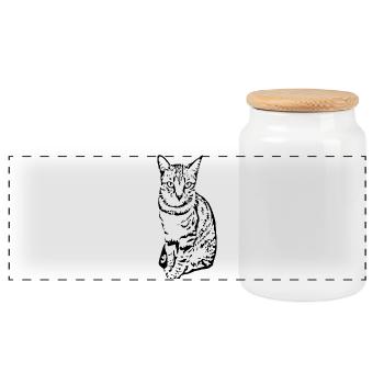 Cat Kitten Tiger Cat Cat Shirt Gift - Panoramic Cookie Jar with Wooden Lid - white - Front