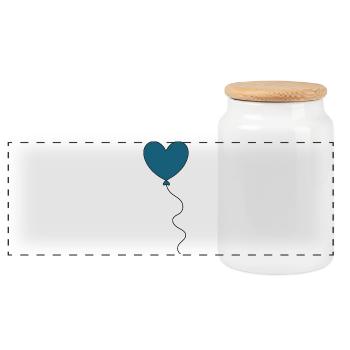 Blue Heart Balloon Balloon Valentine's Day - Panoramic Cookie Jar with Wooden Lid - white - Front