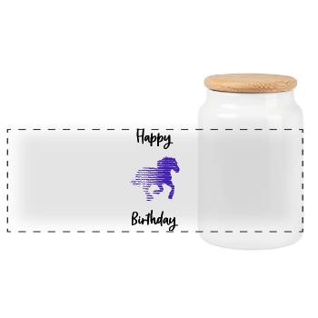 HAPPY BIRTHDAY. ANNIVERSAIRE. CHEVAL - Boîte à biscuits avec couvercle en bois - blanc - Devant