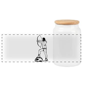 Archer Sketch - Panoramic Cookie Jar with Wooden Lid - white - Front