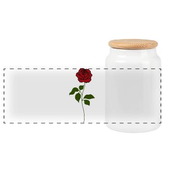 Rose Rouge tige verte - Boîte à biscuits avec couvercle en bois - blanc - Devant