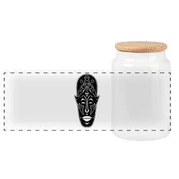 Seltsame afrikanische Maske - Panorama Keksdose mit Holzdeckel - Weiß - Vorne