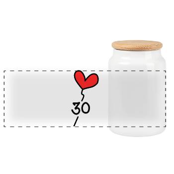 30. 30 YEARS. 30th ANNIVERSARY. 30 YEARS ANNIVERSARY. - Panoramic Cookie Jar with Wooden Lid - white - Front