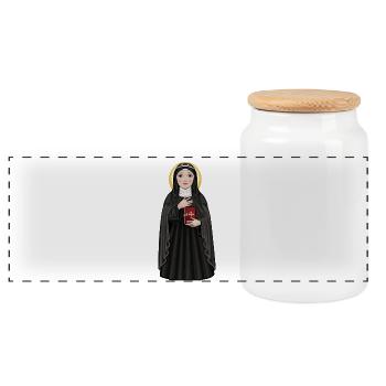 Saint Birgitta - Panoramic Cookie Jar with Wooden Lid - white - Front