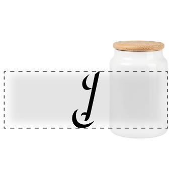 Letter J, name, the letter J - Panoramic Cookie Jar with Wooden Lid - white - Front