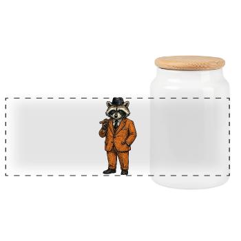 Gentleman raton laveur avec cigare - Boîte à biscuits avec couvercle en bois - blanc - Devant