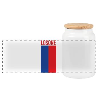 Drapeau minimaliste de Losone - Boîte à biscuits avec couvercle en bois - blanc - Devant