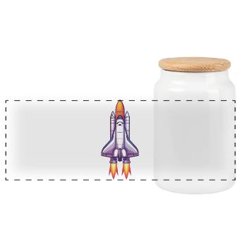 Cosmos Rocket Neon Edition - Panoramic Cookie Jar with Wooden Lid - white - Front