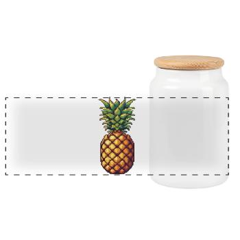 Pixel Pineapple Retro Pixel Art - Panoramic Cookie Jar with Wooden Lid - white - Front