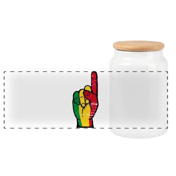 Mali flag number 1 used - Panoramic Cookie Jar with Wooden Lid - white - Front