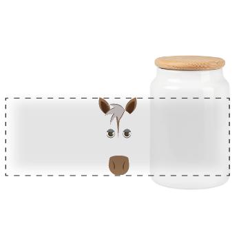 Funny Horse Face Halloween Costume – Horse Lover - Panoramic Cookie Jar with Wooden Lid - white - Front