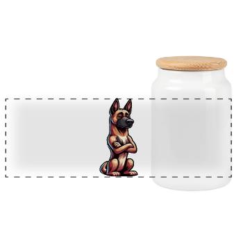 Malinois Belgian Shepherd Malinois Owner - Panoramic Cookie Jar with Wooden Lid - white - Front