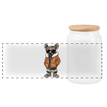Hyène Hiver Frais - Boîte à biscuits avec couvercle en bois - blanc - Devant