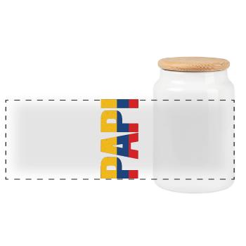 PAPI Colombia – Latin Dad Style in a Retro Look - Panoramic Cookie Jar with Wooden Lid - white - Front