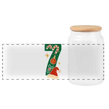 Fun 67 Zahl 6-7 6 7 Passende Weihnachten Sechs Sie - Panorama Keksdose mit Holzdeckel - Weiß - Vorne