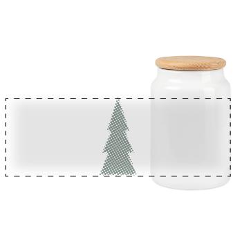 Christmas Tree Pixel Design Fir - Panoramic Cookie Jar with Wooden Lid - white - Front