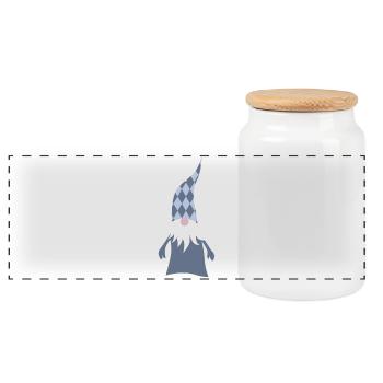Gnomes Diamants Losanges Forêt de Noël Forêt de Noël - Boîte à biscuits avec couvercle en bois - blanc - Devant