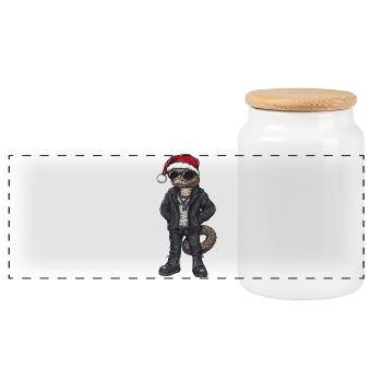 Cobra-serpent Hiver de Noël - Boîte à biscuits avec couvercle en bois - blanc - Devant