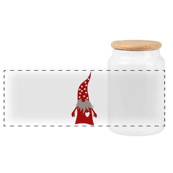 Décoration de Noël Gnome Red Heart Dots - Boîte à biscuits avec couvercle en bois - blanc - Devant