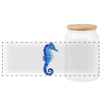 Motif géométrique bleu hippocampe - Boîte à biscuits avec couvercle en bois - blanc - Devant