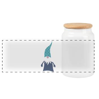 Gnome Dots Points Woodland Gnome Nursery Xmas - Panoramic Cookie Jar with Wooden Lid - white - Front