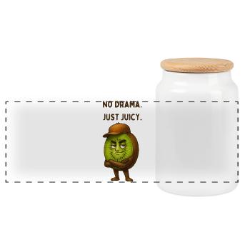 Kiwi Hero No Drama Just Juicy - Panorama Keksdose mit Holzdeckel - Weiß - Vorne