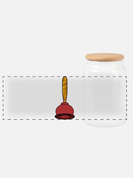 Goldene Saugglocke Klempner - Panorama Keksdose mit Holzdeckel - Weiß