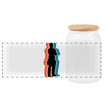 Retro Carpenter Silhouette Vintage Woodworker - Panoramic Cookie Jar with Wooden Lid - white - Front