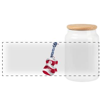 Hawaiian Ukulele Uke American Flag - Panoramic Cookie Jar with Wooden Lid - white - Front