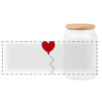 Valentines Red Heart, Valentine's Day - Panoramic Cookie Jar with Wooden Lid - white - Front