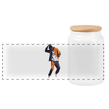 Motif stylé de pose de danse de rue Hip Hop - Boîte à biscuits avec couvercle en bois - blanc - Devant