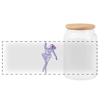 Art au trait féminin Illustration de danse au poteau cadeau - Boîte à biscuits avec couvercle en bois - blanc - Devant