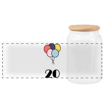 20. 20 YEARS. 20th ANNIVERSARY. 20 YEARS ANNIVERSARY. - Panoramic Cookie Jar with Wooden Lid - white - Front