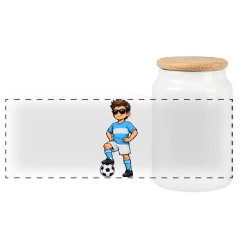 Soccer Boy Fan d’Argentine Drapeau argentin - Boîte à biscuits avec couvercle en bois - blanc - Devant