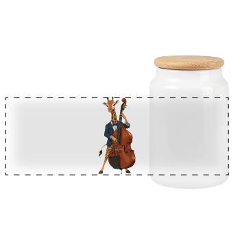 Giraffe Jazz - Panoramic Cookie Jar with Wooden Lid - white - Front