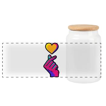 Kpop Musique coréenne Doigts mignons Cœur Amour Corée - Boîte à biscuits avec couvercle en bois - blanc - Devant