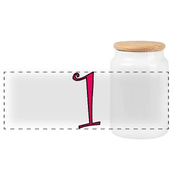 1. 1 year. 1st ANNIVERSARY. 1 YEAR ANNIVERSARY - Panoramic Cookie Jar with Wooden Lid - white - Front