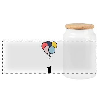1. 1 year. 1st ANNIVERSARY. 1 YEAR ANNIVERSARY - Panoramic Cookie Jar with Wooden Lid - white - Front