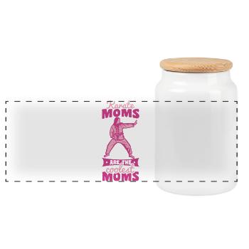 Maman de Karaté - Boîte à biscuits avec couvercle en bois - blanc - Devant