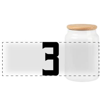 3 - Panoramic Cookie Jar with Wooden Lid - white - Front