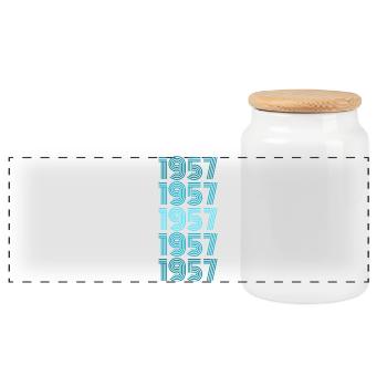 Geschenk für Jahrgang 1957 - Panorama Keksdose mit Holzdeckel - Weiß - Vorne