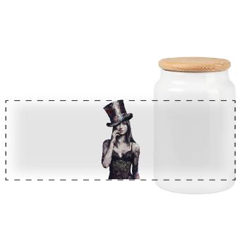 Femme fascinante avec un haut-de-forme dans le - Boîte à biscuits avec couvercle en bois - blanc - Devant