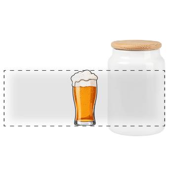 Beer Bieglas Gift Father Father's Day - Panoramic Cookie Jar with Wooden Lid - white - Front