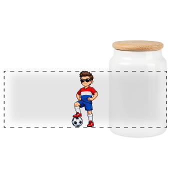 Football, Boy Fan des Pays-Bas, drapeau néerlandais - Boîte à biscuits avec couvercle en bois - blanc - Devant