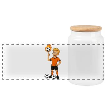 Ballon équilibré footballeur - Boîte à biscuits avec couvercle en bois - blanc - Devant