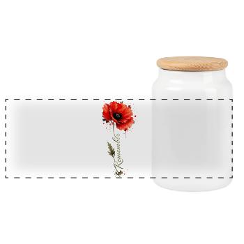 Poppy Remember | Gedenktags-Ehrung - Panorama Keksdose mit Holzdeckel - Weiß - Vorne