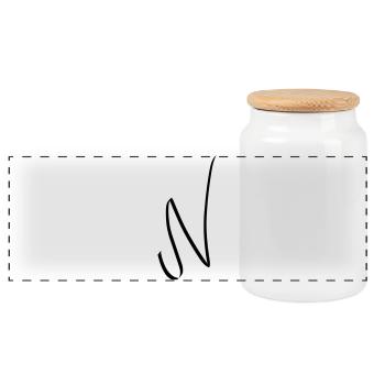 Letter N - Panoramic Cookie Jar with Wooden Lid - white - Front