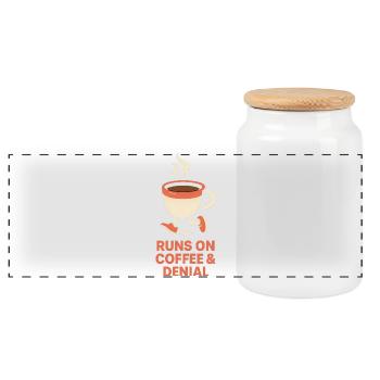 Coffee Runner : Café & Refus - Boîte à biscuits avec couvercle en bois - blanc - Devant
