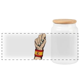 Figa Española Amulettbeschützer gegen das Böse - Panorama Keksdose mit Holzdeckel - Weiß - Vorne